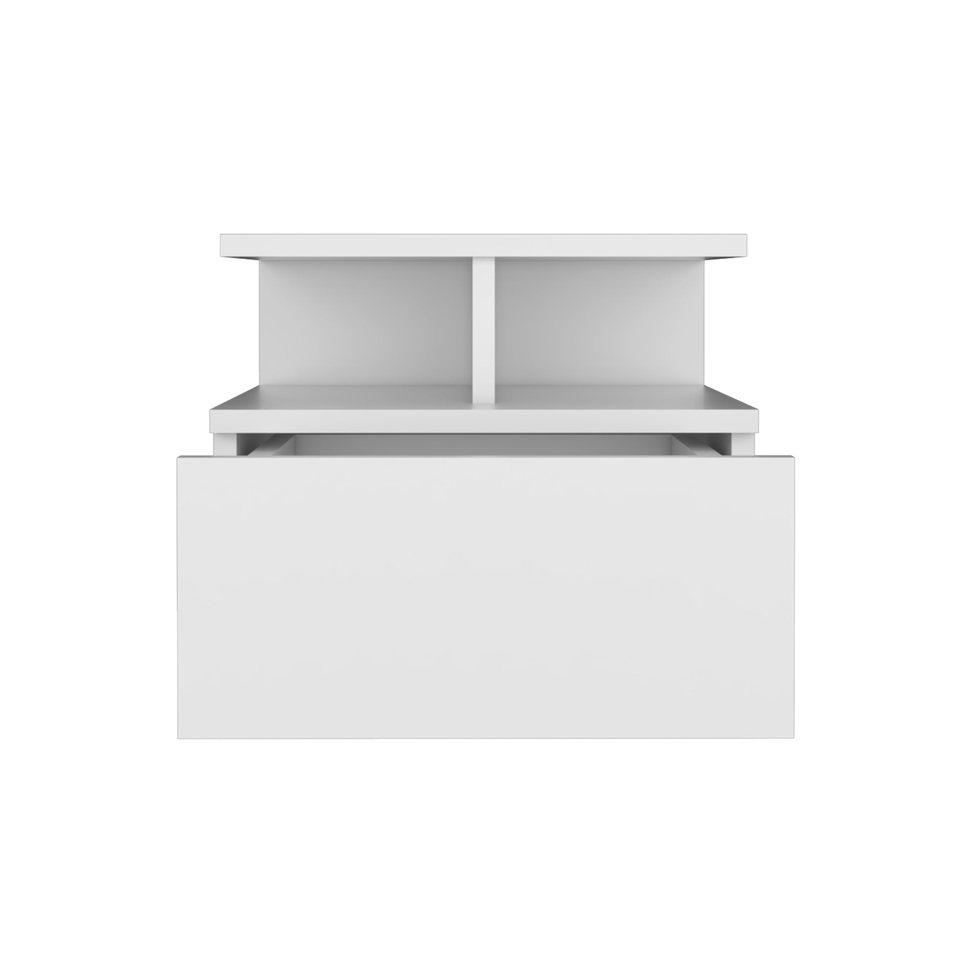 Floating Nightstand 12"H, Wall Mounted with Single Drawer and 2-Tier Shelf, White