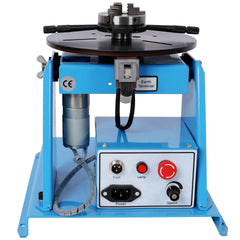 10KG/22LBS Rotary Welding Positioner, 110V, 20W Portable Welder Positioning Machine, 0-90° Welding Positioning Turntable Table , with 3-Jaw Lathe Chuck,Blue Color