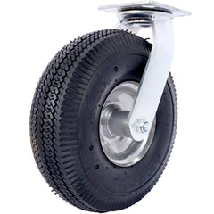 10IN CASTER pneumatic tire(2PCS SWIVEL), Caster Wheel, Swivel Plate, Steel Hub with Ball Bearings, 5/8-Inch Bore Centered Axle -black