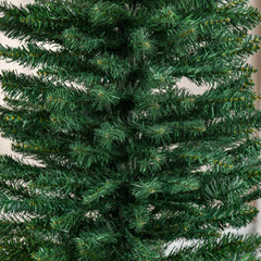 HOMCOM 7' Artificial Pencil Christmas Tree, Slim Xmas Tree with 499 Realistic Branch Tips and Plastic Stand, Green