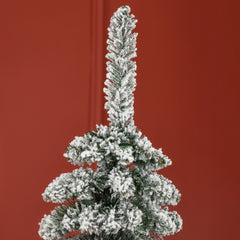 HOMCOM 6' Tall Unlit Snow Flocked Artificial Christmas Tree, Slim Pencil Xmas Tree with Realistic Branches and 395 Tips, Green