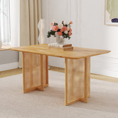 Chinese country retro solid wood dining table, simple modern imitation rattan dining table, wooden dining table.Suitable for dining room, living room, office.Natural Style Solid Wood Dining Table.