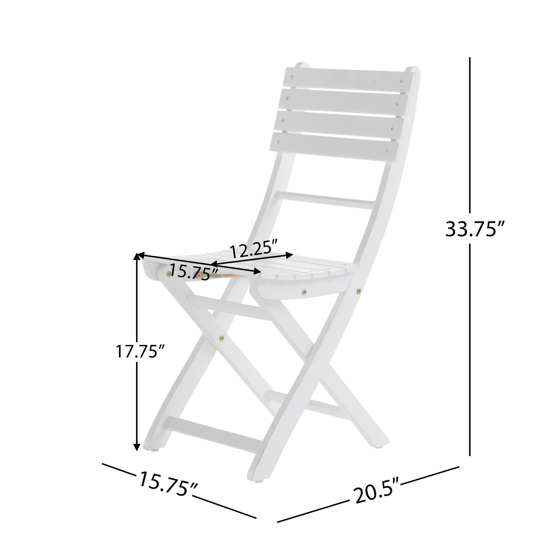 Outdoor Acacia Wood Folding Dining Chair (Set of 2),White