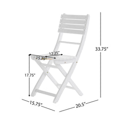 Outdoor Acacia Wood Folding Dining Chair (Set of 2),White