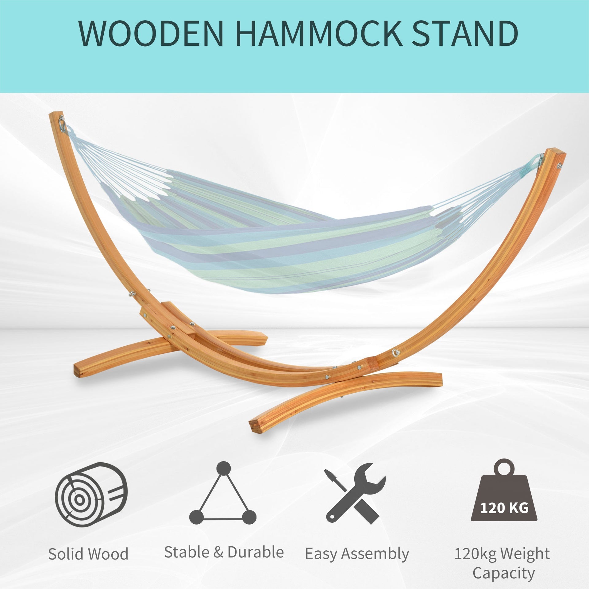 Outsunny 10.6' Wooden Hammock Stand Universal Garden Picnic Camp Accessories, 264lbs, Natural