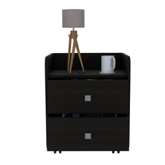 Nightstand 22"H, Two Drawers, Superior Top, Metal Handle, Black