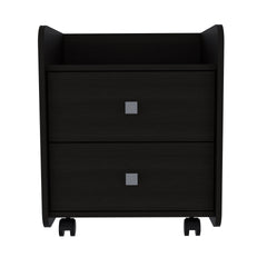 Nightstand 22"H, Two Drawers, Superior Top, Metal Handle, Black