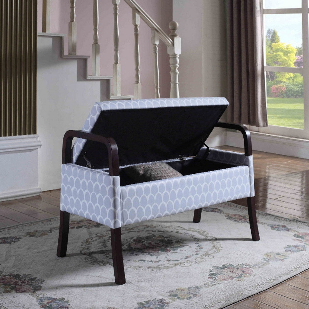 23.25" Tall Wooden Storage Seat, Sky Blue Circle Print