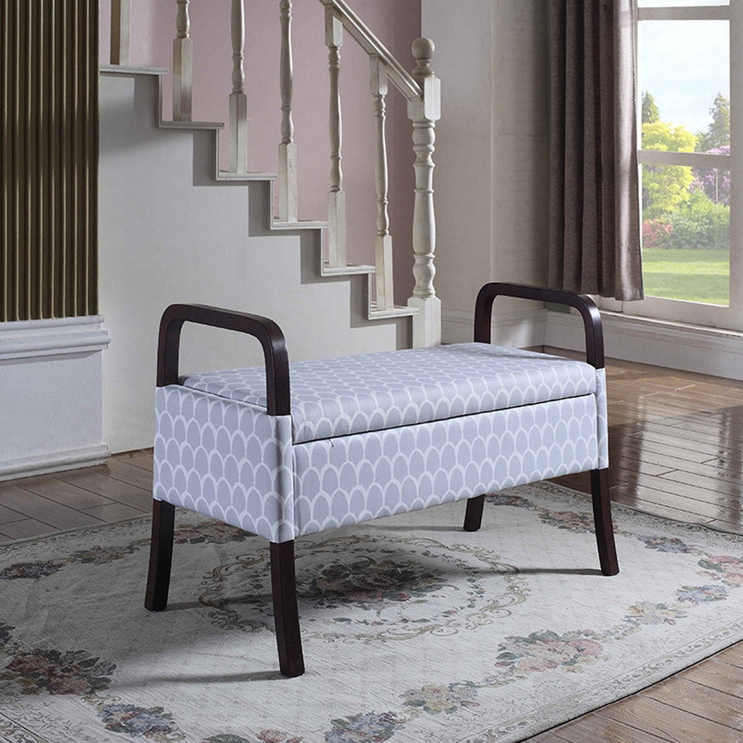 23.25" Tall Wooden Storage Seat, Sky Blue Circle Print