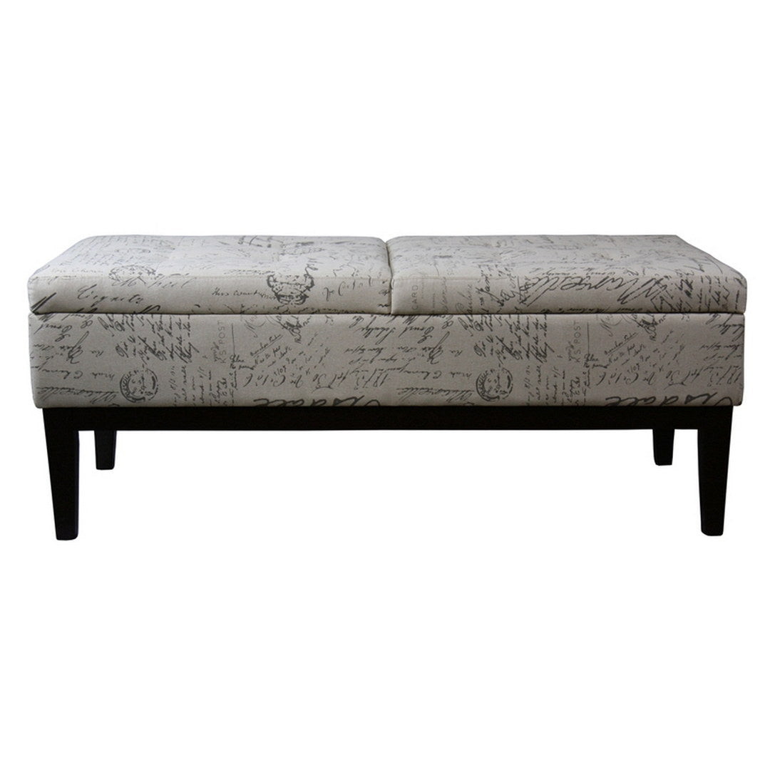 19.5" Tall Storage Bench, Dual Lift, Old-World Print