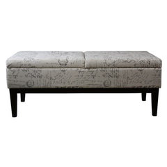 19.5" Tall Storage Bench, Dual Lift, Old-World Print