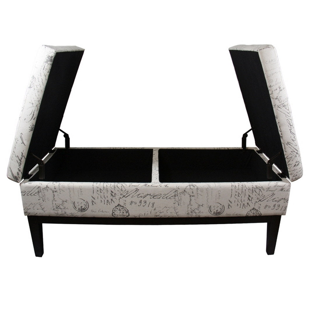 19.5" Tall Storage Bench, Dual Lift, Old-World Print