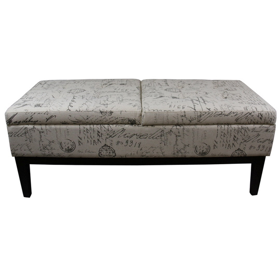 19.5" Tall Storage Bench, Dual Lift, Old-World Print