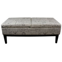 19.5" Tall Storage Bench, Dual Lift, Old-World Print