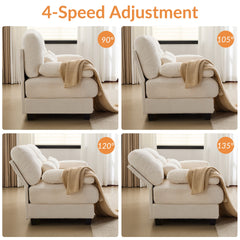 119" 4-Seater Sofa with 2 Ottomans - 4-Position Adjustable Backrest, 350lb/Seat, Soft Chenille Fabric, 4 Throw Pillows, Easy Assembly