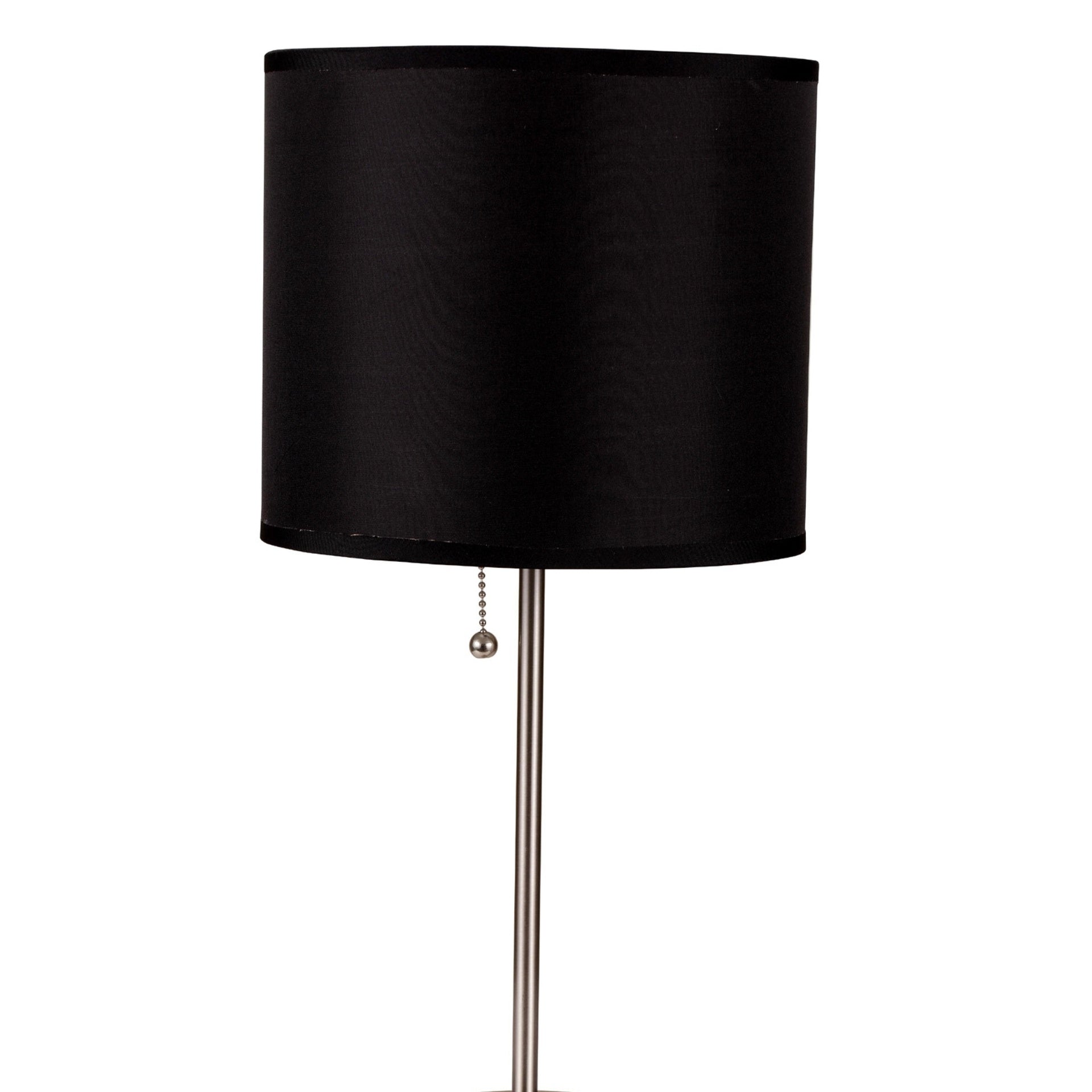 19" Tall Metal Table Lamp with Silver finish, Black Shade