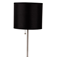 19" Tall Metal Table Lamp with Silver finish, Black Shade