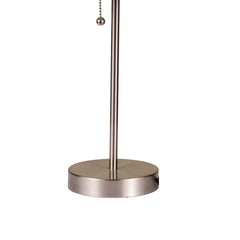 19" Tall Metal Table Lamp with Silver finish, Black Shade
