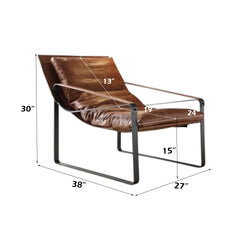 Quoba Cocoa Top Grain Leather Accent Chair
