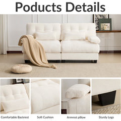 67" Loveseat - 4-Position Adjustable Backrest, 350lb/Seat, Soft Chenille Fabric, 2 Throw Pillows, Easy Assembly