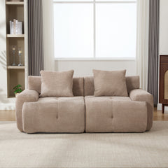 73" Modern Modular Sectional Sofa Loveseat, 2 Seater Tufted Comfy Cloud Tufted Floor Convertible Couch with 2 Pillows, Boneless Conversion Sofa for Living Room,Office, Apartment,Guestroom, Taupe