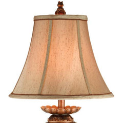 31" Tall Polyresin Table Lamp with Red and Brown finish, Linen Shade
