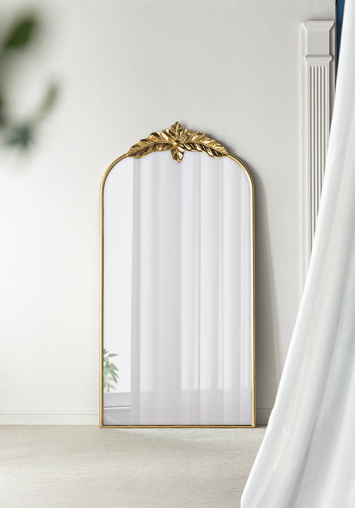 66" x 36" Full Length Mirror, Arched Mirror Hanging or Leaning Against Wall, Large Gold Mirror for Living Room
