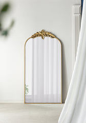 66" x 36" Full Length Mirror, Arched Mirror Hanging or Leaning Against Wall, Large Gold Mirror for Living Room