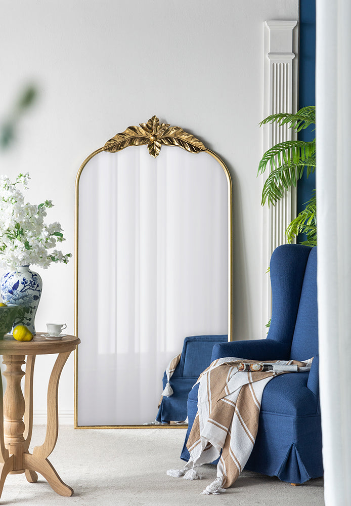 66" x 36" Full Length Mirror, Arched Mirror Hanging or Leaning Against Wall, Large Gold Mirror for Living Room