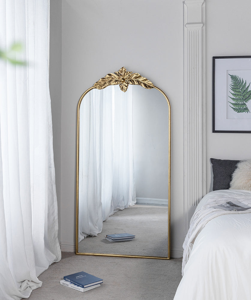 66" x 36" Full Length Mirror, Arched Mirror Hanging or Leaning Against Wall, Large Gold Mirror for Living Room