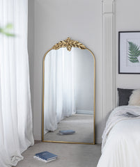 66" x 36" Full Length Mirror, Arched Mirror Hanging or Leaning Against Wall, Large Gold Mirror for Living Room