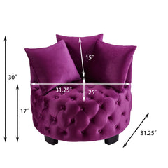 Contemporary Upholstered Tufted Leisure Chair Accent Chair,Violet