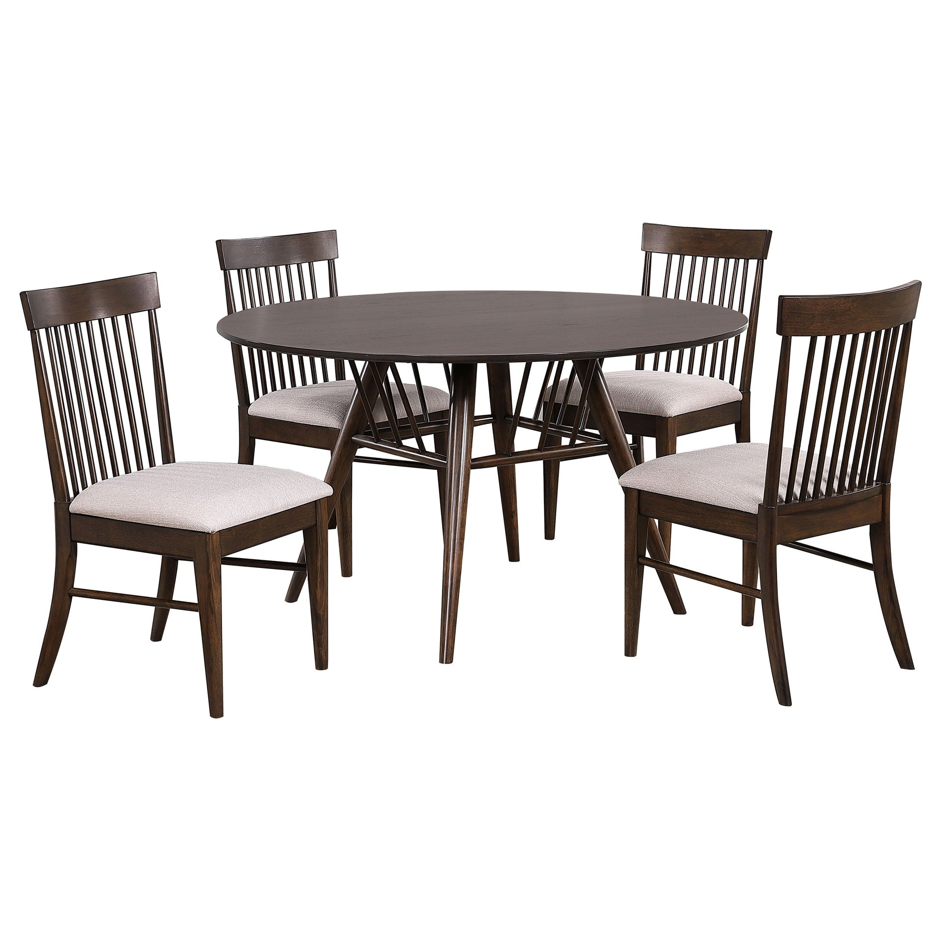 Shirley Dark Walnut 5-piece Round Dining Table Set
