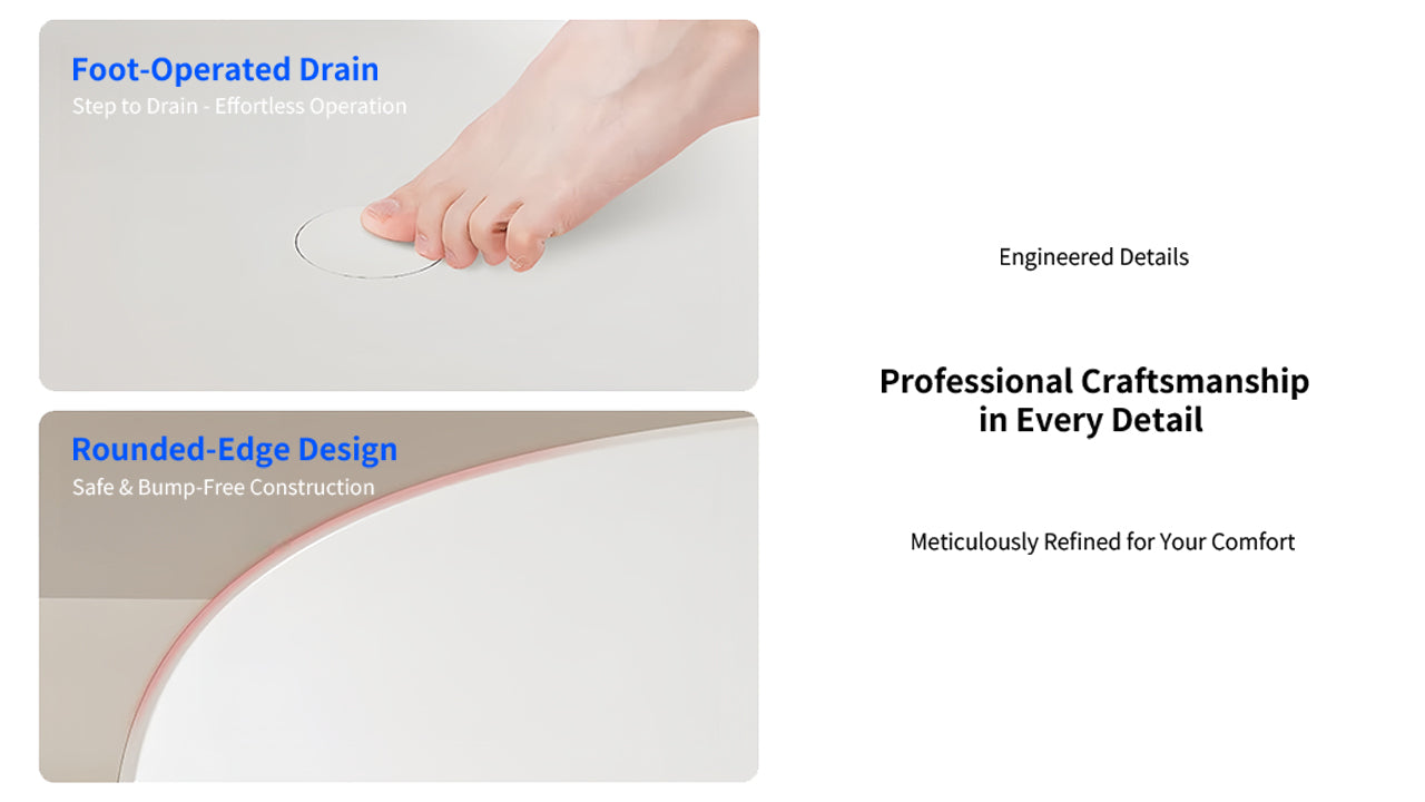 55'' Freestanding Bathtub Resin Stone Soaking Bathtub Solid Surface Modern Tubs with Overflow and Pop-up Drain