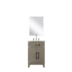 Grey Oak Single Bath Vanity 20 in. W x 18 in. D, Acrylic Countertop, 18 in. Mirror and Faucet Set