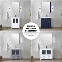 Navy Blue Double Bath Vanity 96 in. W x 18.25 in. D, with Side Cabinets, White Ceramic Top, and 28 in. Mirrors