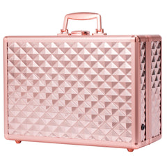 Portable Makeup Case with LED Mirror Travel Makeup Bag Cosmetic Organizer Box with Locks, Brush Holder, Dividers, Rechargeable, Rose Gold