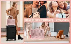 Portable Makeup Case with LED Mirror Travel Makeup Bag Cosmetic Organizer Box with Locks, Brush Holder, Dividers, Rechargeable, Rose Gold