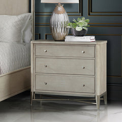 Mantalia Solid Wood 3-Drawer Nightstand with Metal Frame, Nightstand Only, Champagne