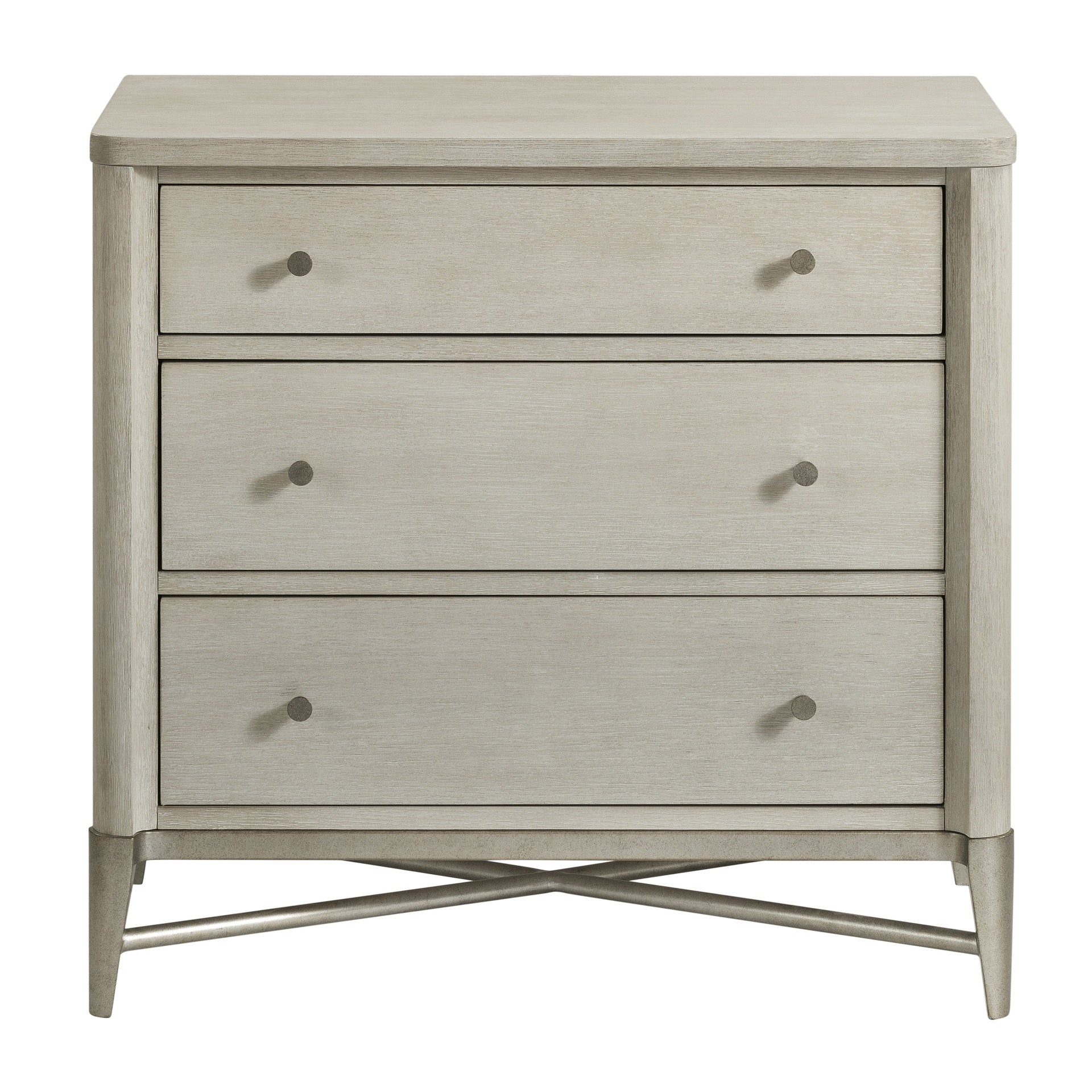 Mantalia Solid Wood 3-Drawer Nightstand with Metal Frame, Nightstand Only, Champagne