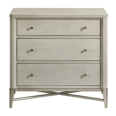 Mantalia Solid Wood 3-Drawer Nightstand with Metal Frame, Nightstand Only, Champagne