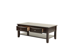 Espresso Finish 3pc Occasional Table Set Living Room 1x Coffee Table 2x End Tables Wooden Classic Drawers Open Storage Shelf Base