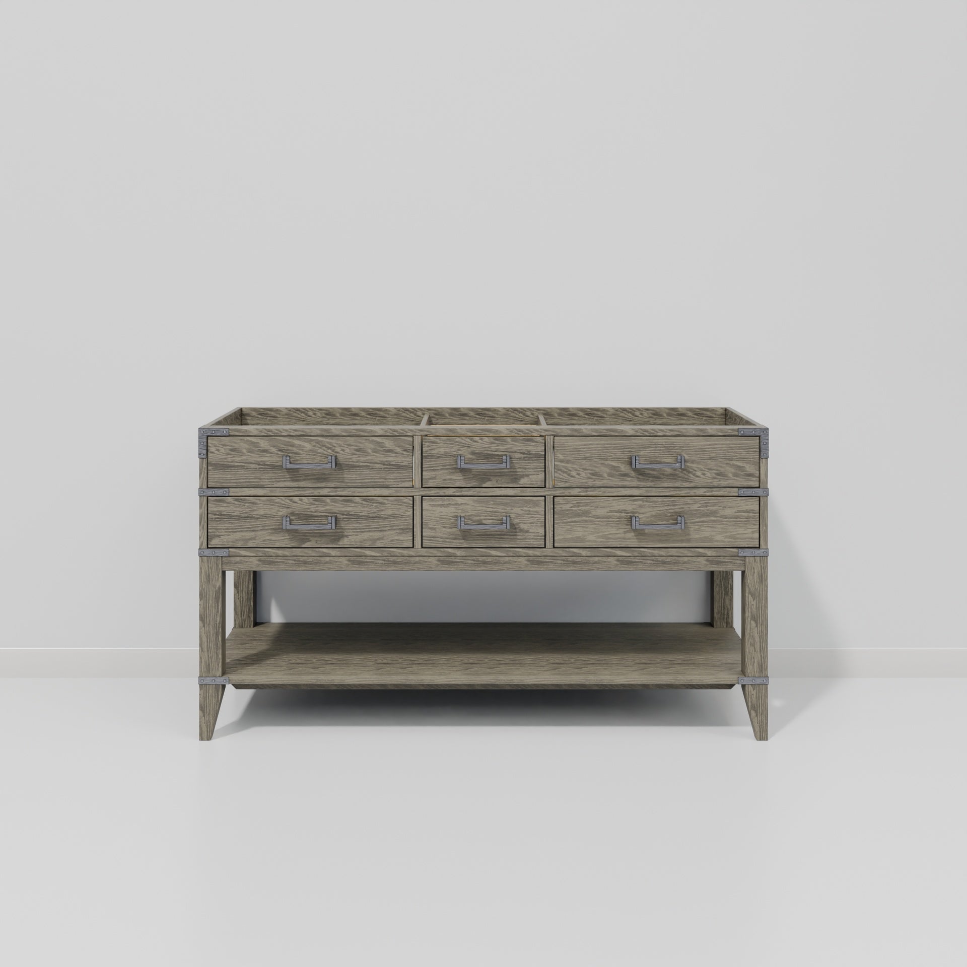 Grey Oak Double Bath Vanity 60 in. W x 22 in. D