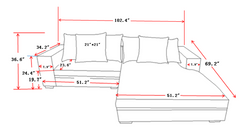 Luxe Oversized Two-Piece Left Facing Sectional Couches for Living Room, 102.4-Inch L Shaped Sofa with Chaise, Upholstered with Corduroy Fabric, Blue