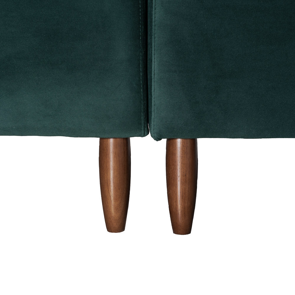 Blake L-Shaped Dark Green Velvet Sectional Sofa Left Facing