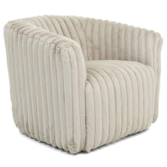 Elegant Style Mira Mid-Century Modern Velvet Swivel Chair with Channel Tufting in Light Grey Fabric 29.53" H x 33.86" W x 34.25" D for Living Room for Apartment, Loft, and Office
