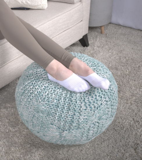 Baltazar Knitted Round Pouf, Aqua