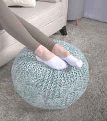 Baltazar Knitted Round Pouf, Aqua