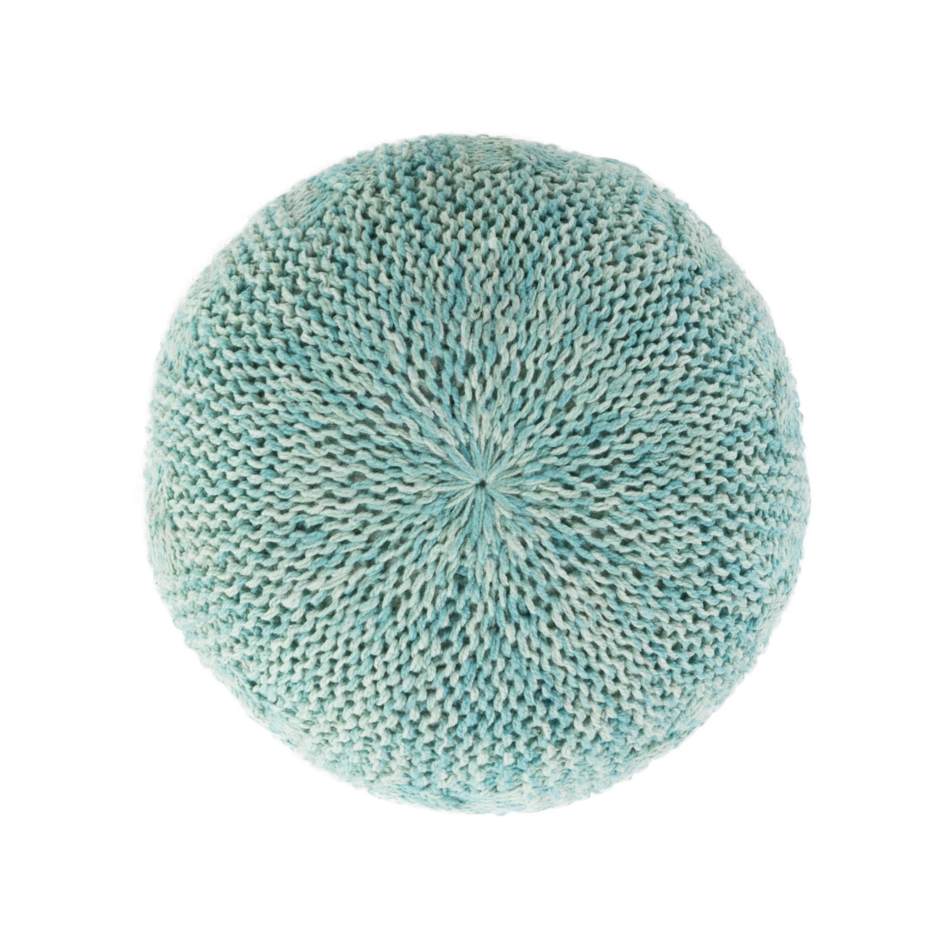 Baltazar Knitted Round Pouf, Aqua