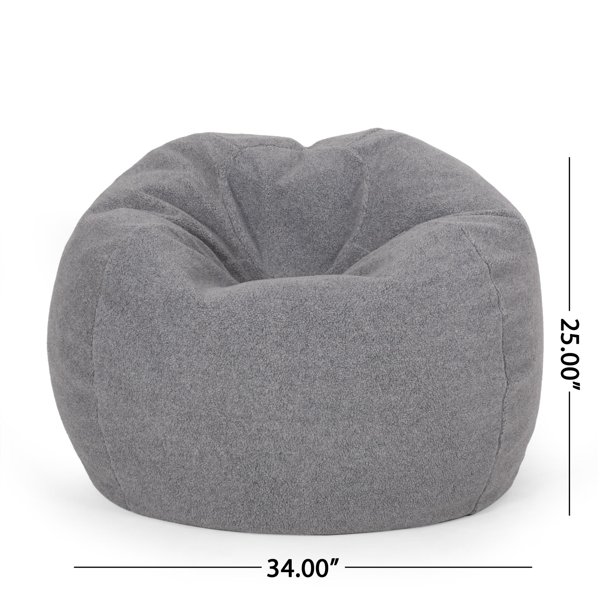 Kavel 3 Foot Rounded Bean Bag, Gray